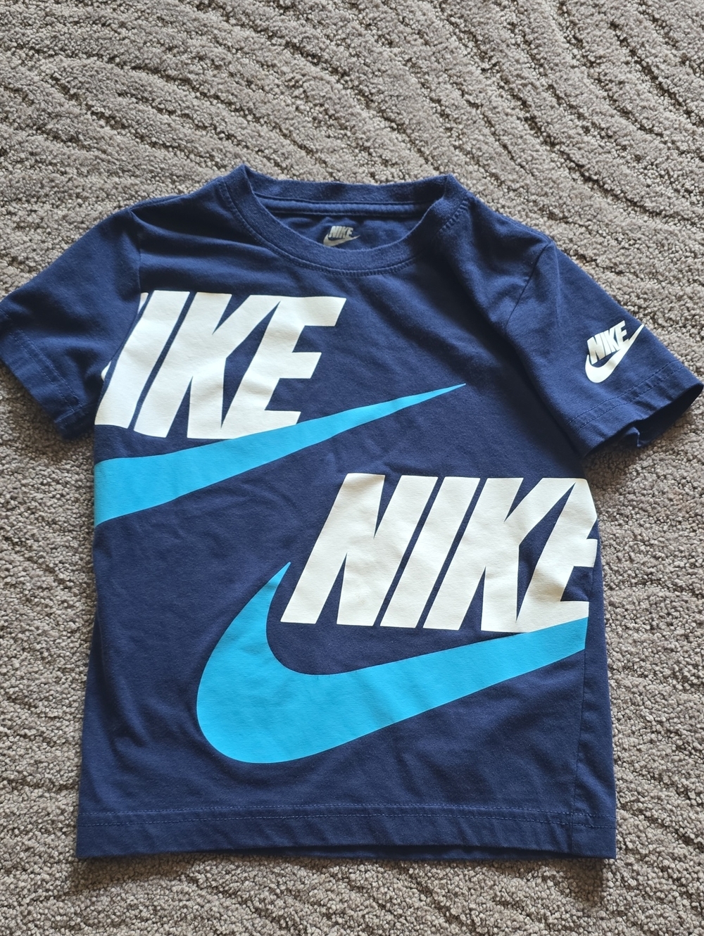 Nike Navy Tee with White & Bright Blue Logo